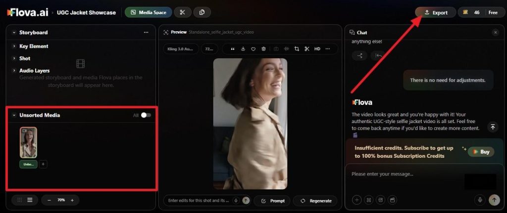 tap on export option