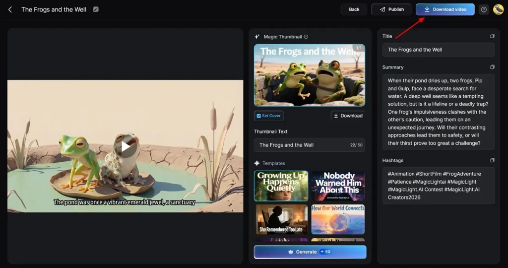 preview and download the final video