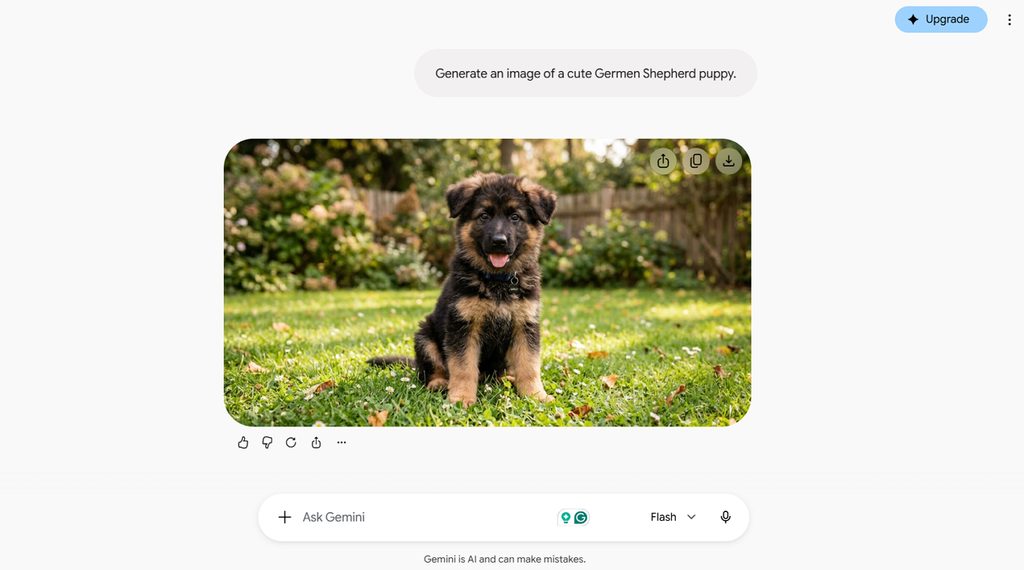 cute puppy generated inside gemini