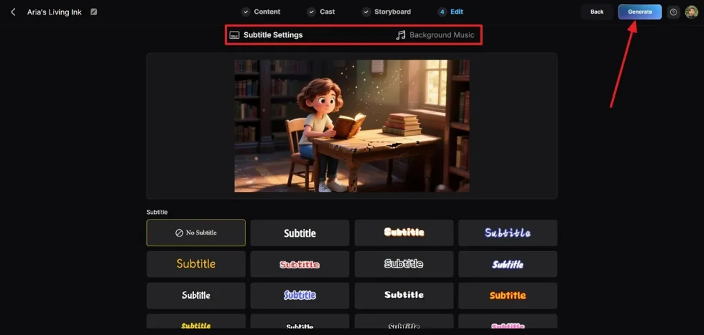 enter final details and generate video