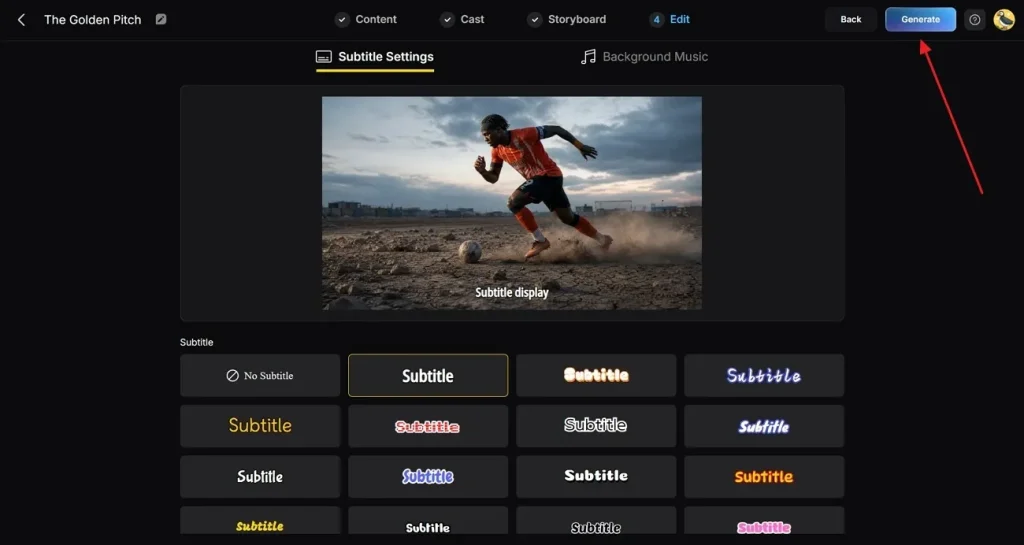 select subtitle caption and sound