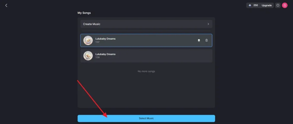 choose finished track version