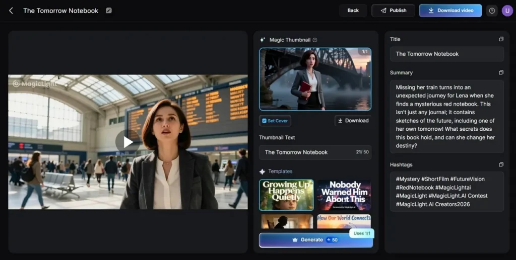 story to video on magiclight