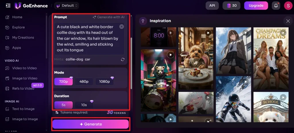 provide prompt and generate goenhance