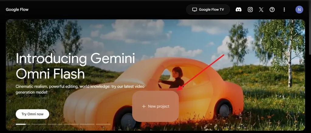 create new project in google flow