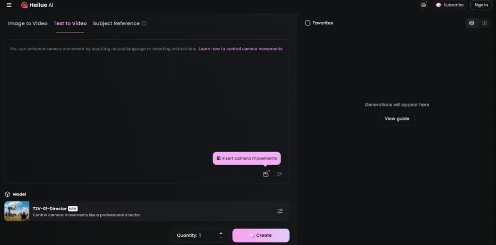 main interface of hailuo ai
