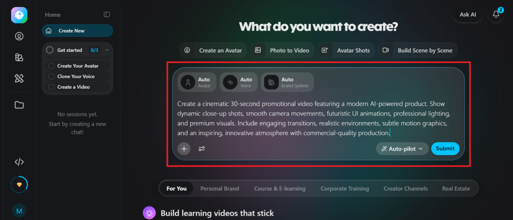 enter prompt to generate video