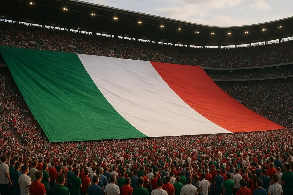 audience holding flag world image