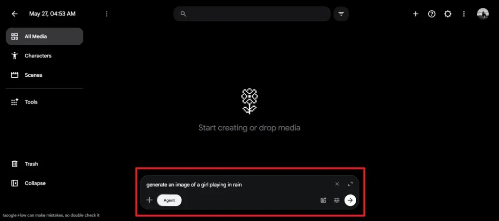 google imagefx inout text prompt