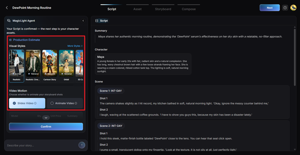 choose suitable look for video