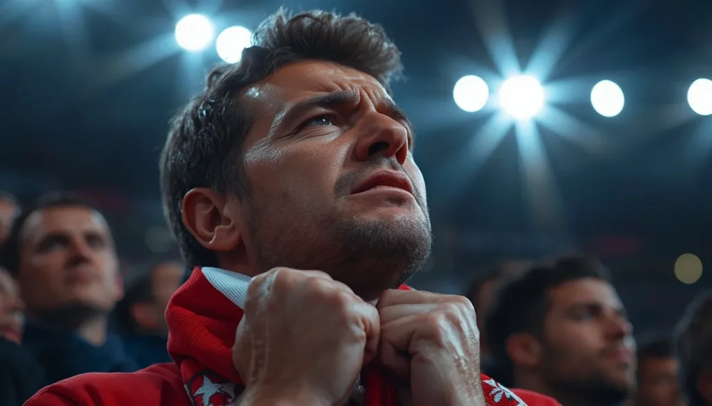 nervous fan in stadium