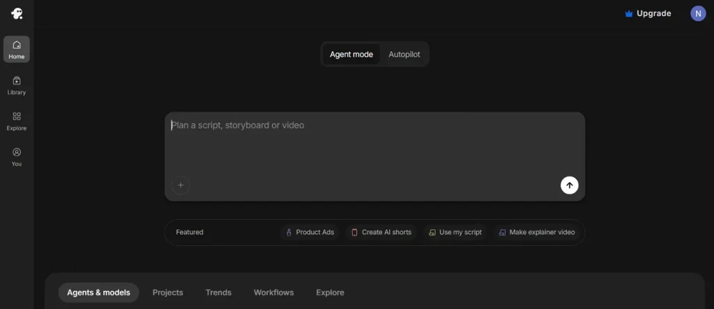 video create screen invideo ai