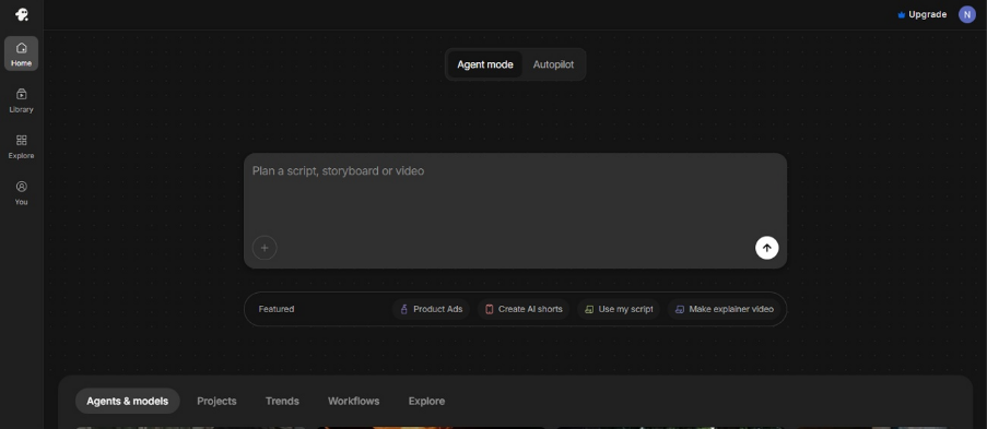 dashboard of invideo ai