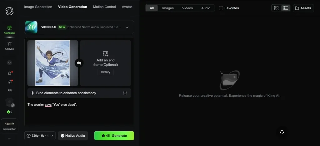 generate talking video kling ai