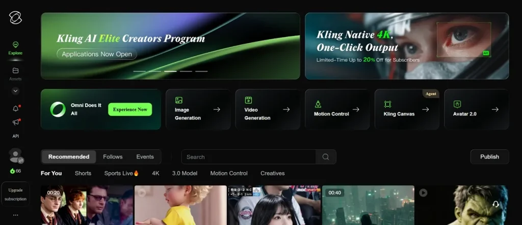 dashboard screen kling ai