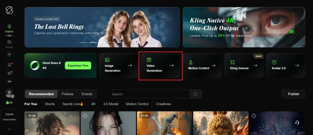 open video generation feature