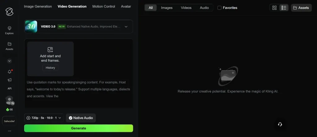 generate video with text via kling 3.0
