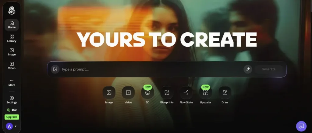 home dashboard of leonardo ai