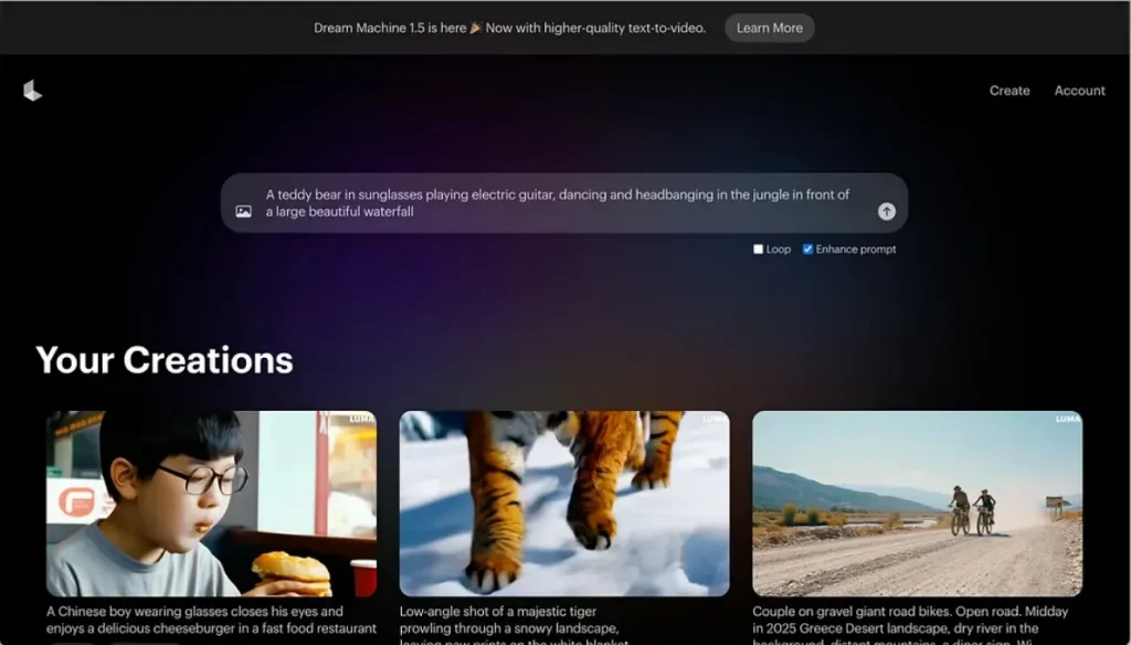 luma ai home interface