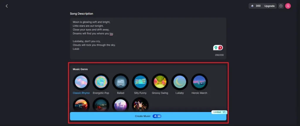 add lyrics choose genre