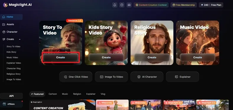 story to video magiclight ai