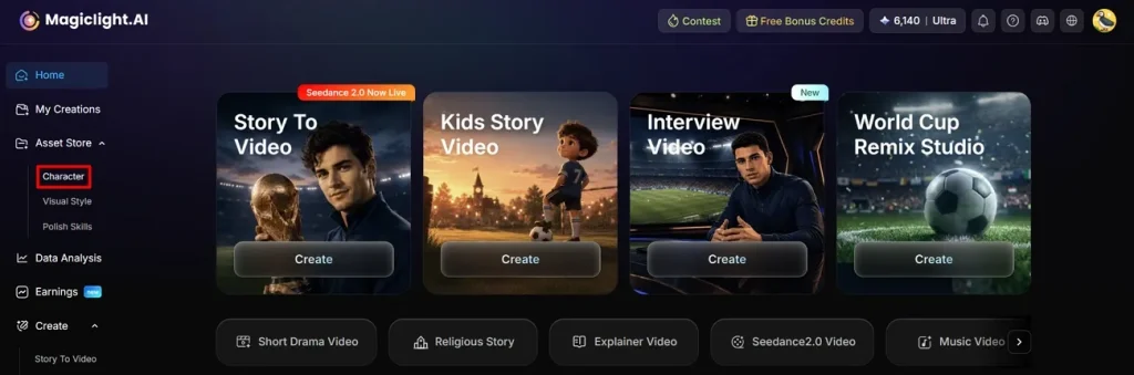 click character from left tab