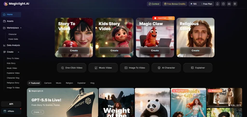 create long form videos magiclight ai