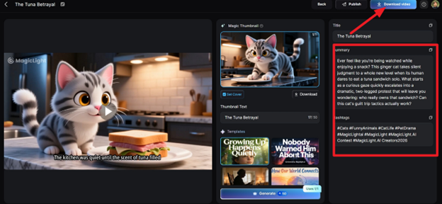review output and download video