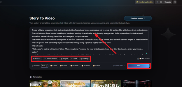 paste story text into the tool
