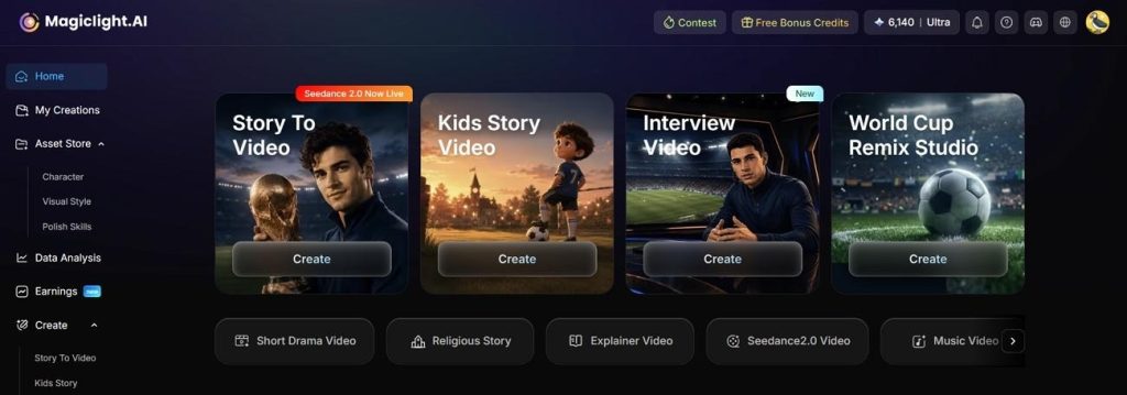main page magiclight ai