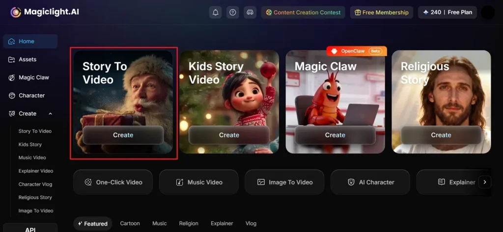 click story to video feature