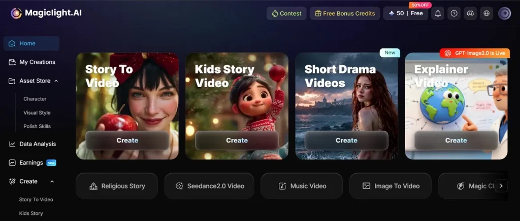 magiclight ai tools screen