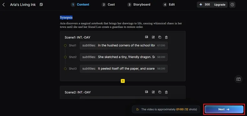 review script scenes before generation
