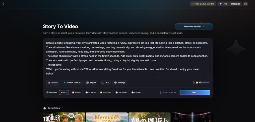 turn written script into video magiclight