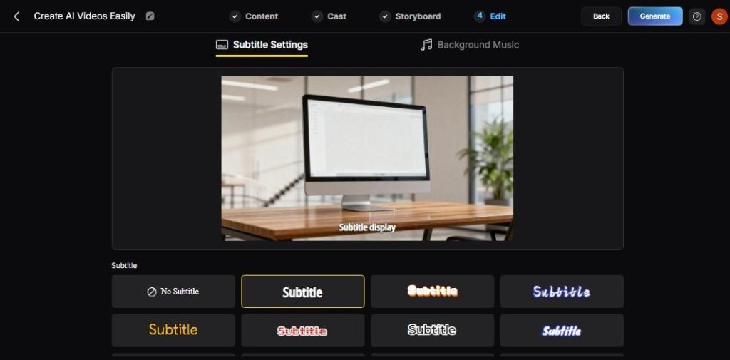 subtitle options magiclight ai
