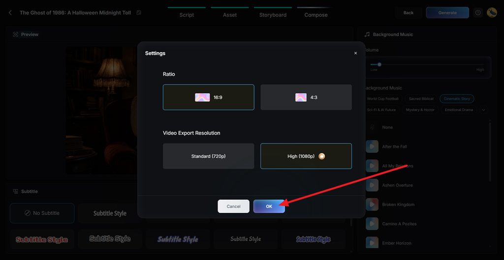 select resolution and aspect ratio