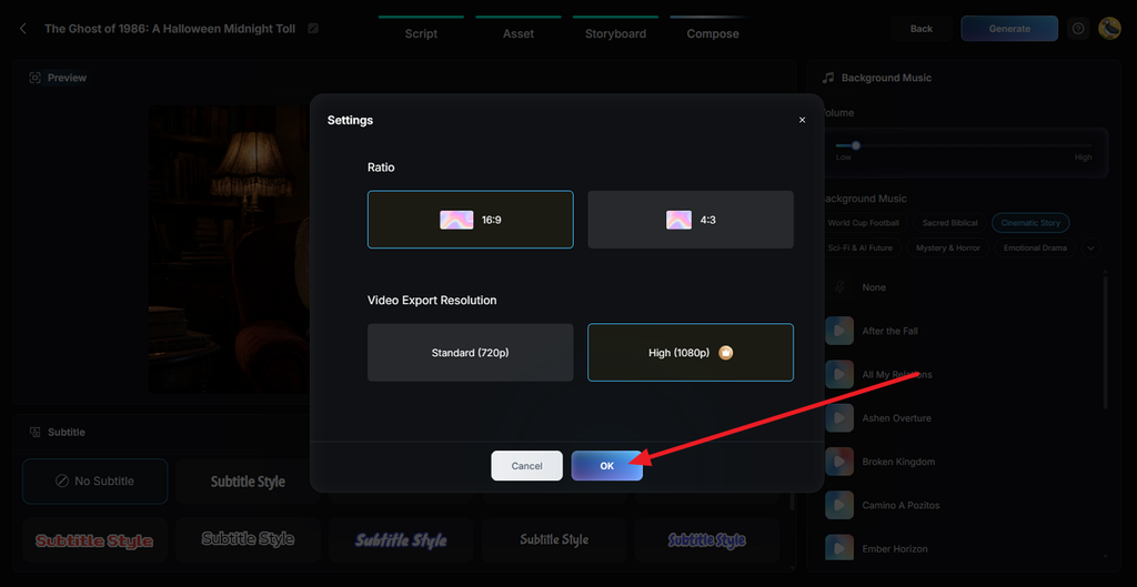select resolution and aspect ratio