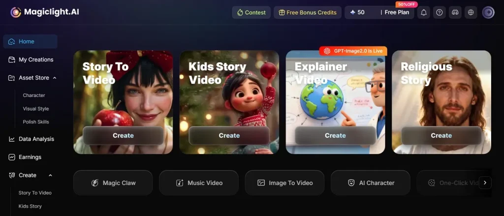 magiclight ai tools screen
