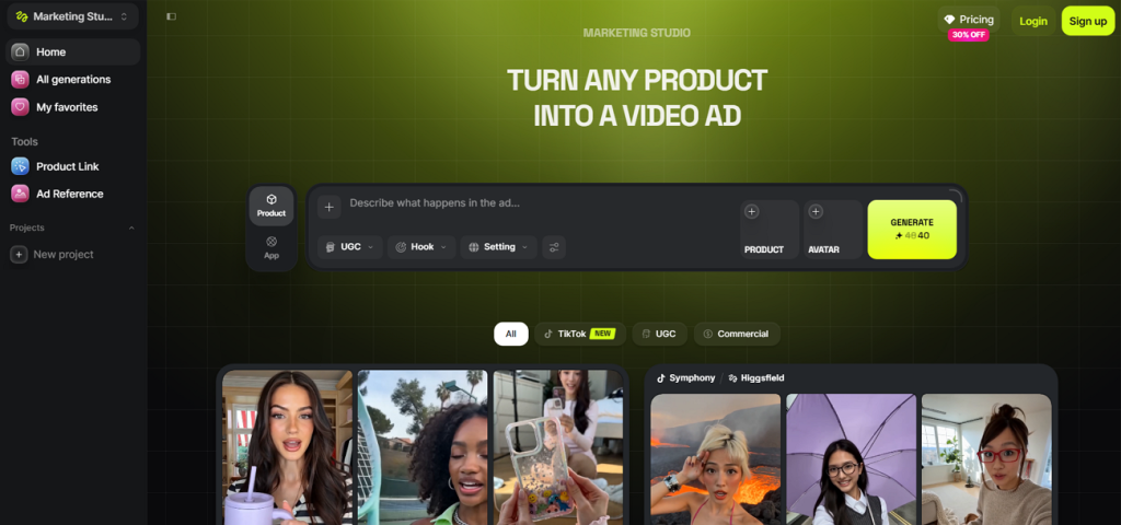 product video ads in marketing studio