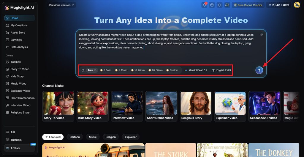 entering idea and video preferences