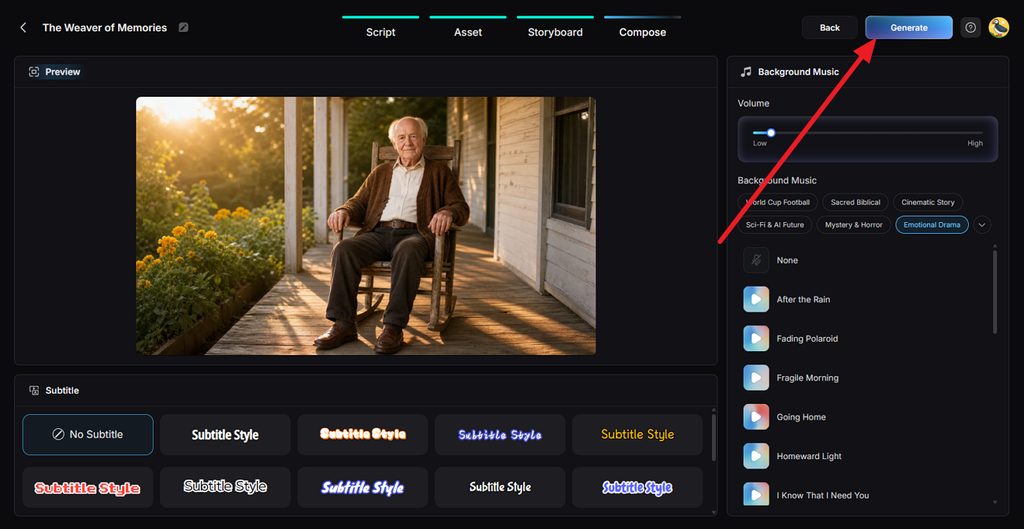 add narration music and subtitles
