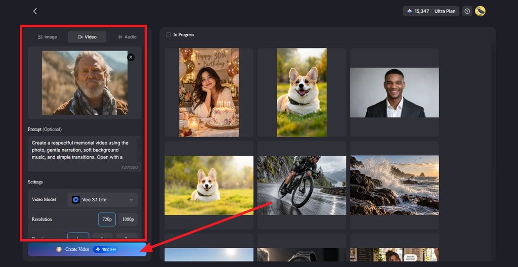 choose memorial video model settings
