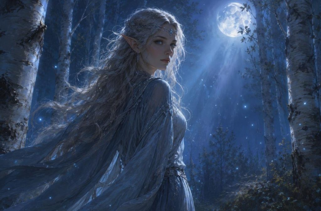 ethereal elf under moonlight