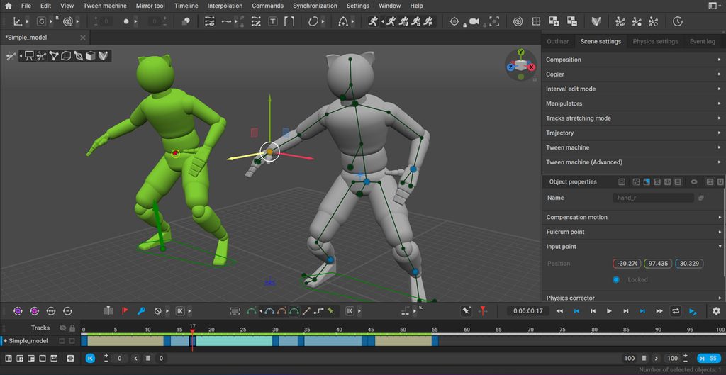 character keyframe movement adjustment screen