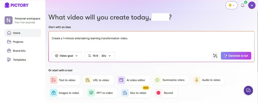 make slides video with pictory