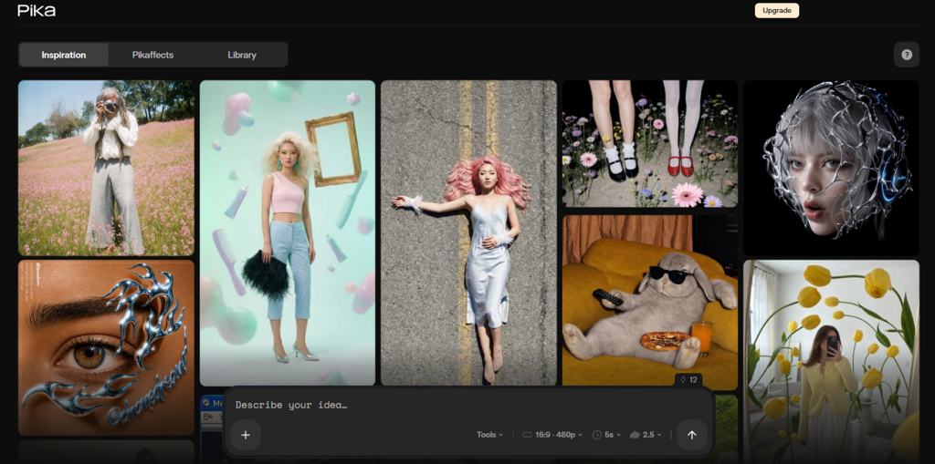 creative visual effects gallery interface