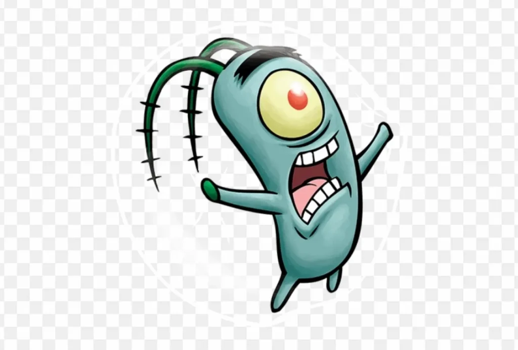 plankton yelling with arms raised