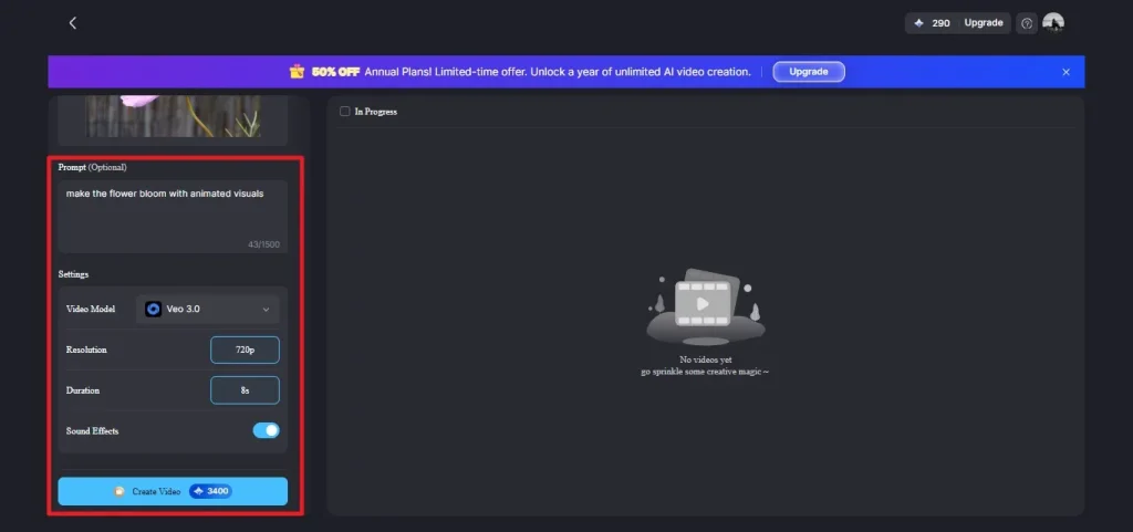add prompt create video