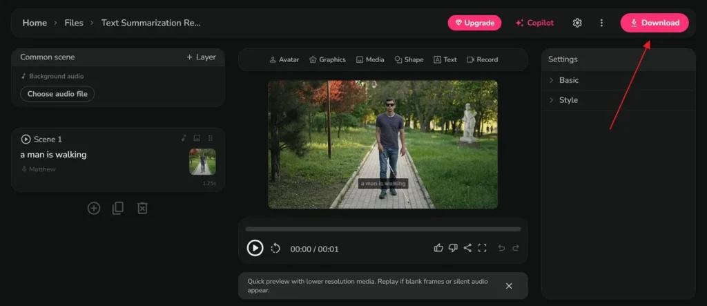 play and save generated ai video