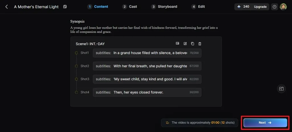 check generated script and proceed